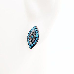 Turquoise Evil Eye Earrings Sterling Silver